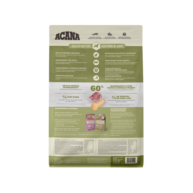 Acana, Adult - Singles Pork & Squash - Dry Dog Food image number null
