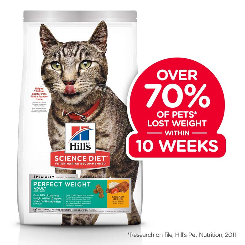 Science Diet, Adult Perfect Weight Chicken Recipe Dry Cat Food for healthy weight and weight managem image number null