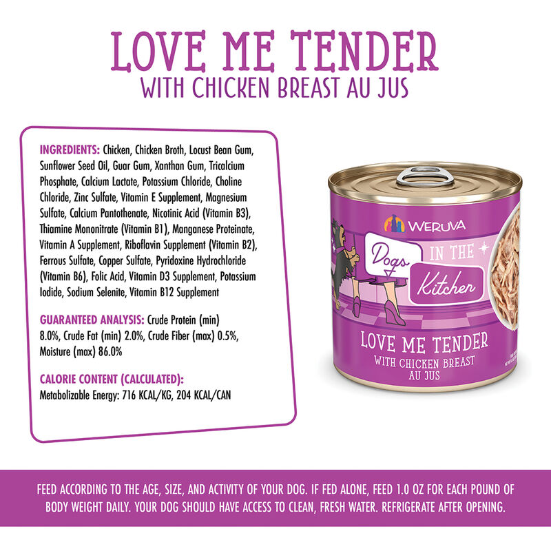 Weruva, Can, Adult - Luv Me Tender - 283 g - Minced - Wet Dog Food image number null
