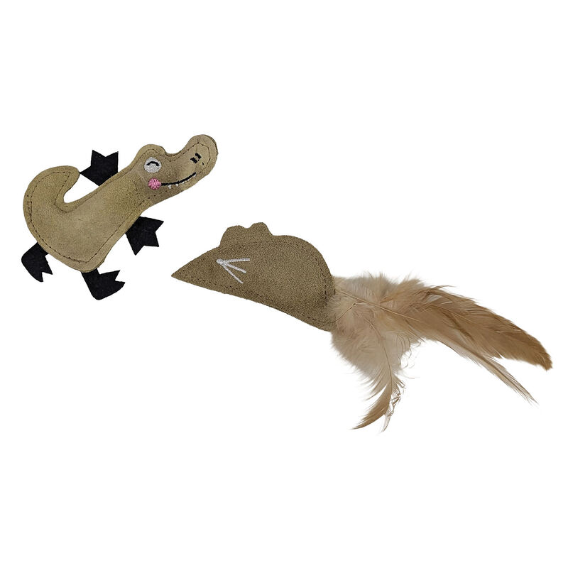 Zoom Toys, Leather Bee & Parrot Catnip Toy Duo image number null