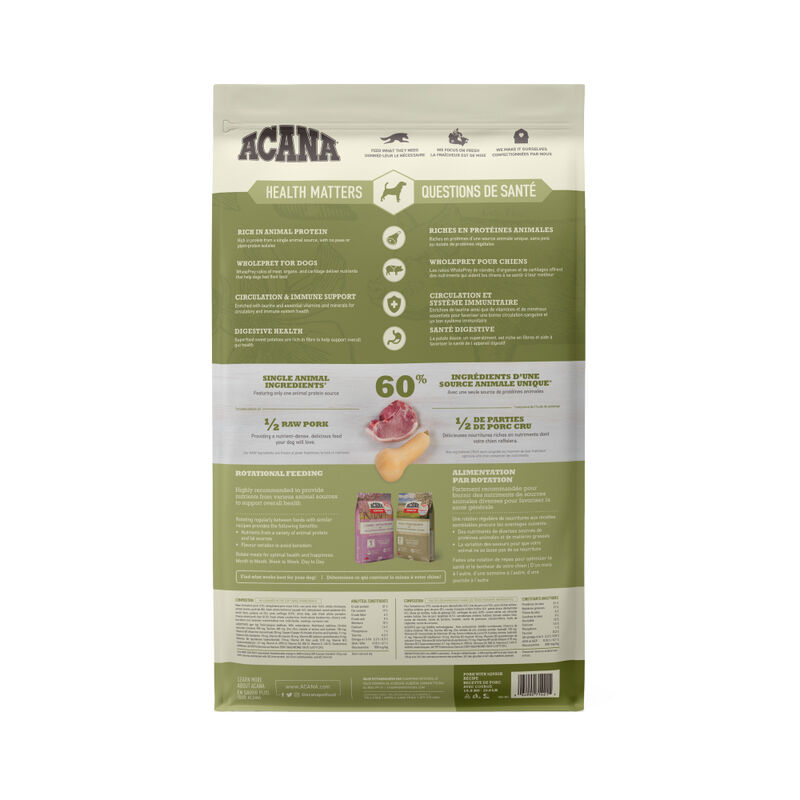Acana, Adult - Singles Pork & Squash - Dry Dog Food image number null