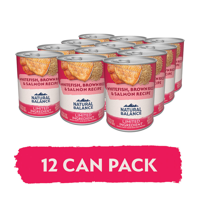 Natural Balance, Can, Adult - LID - Whitefish, Rice, & Salmon - 368 g - Wet Dog Food image number null