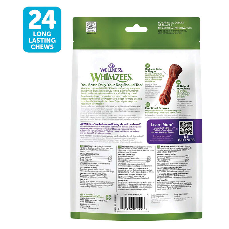 Whimzees, Dental Treat, Toothbrush Star Value Pouch -S-24 Pc image number null