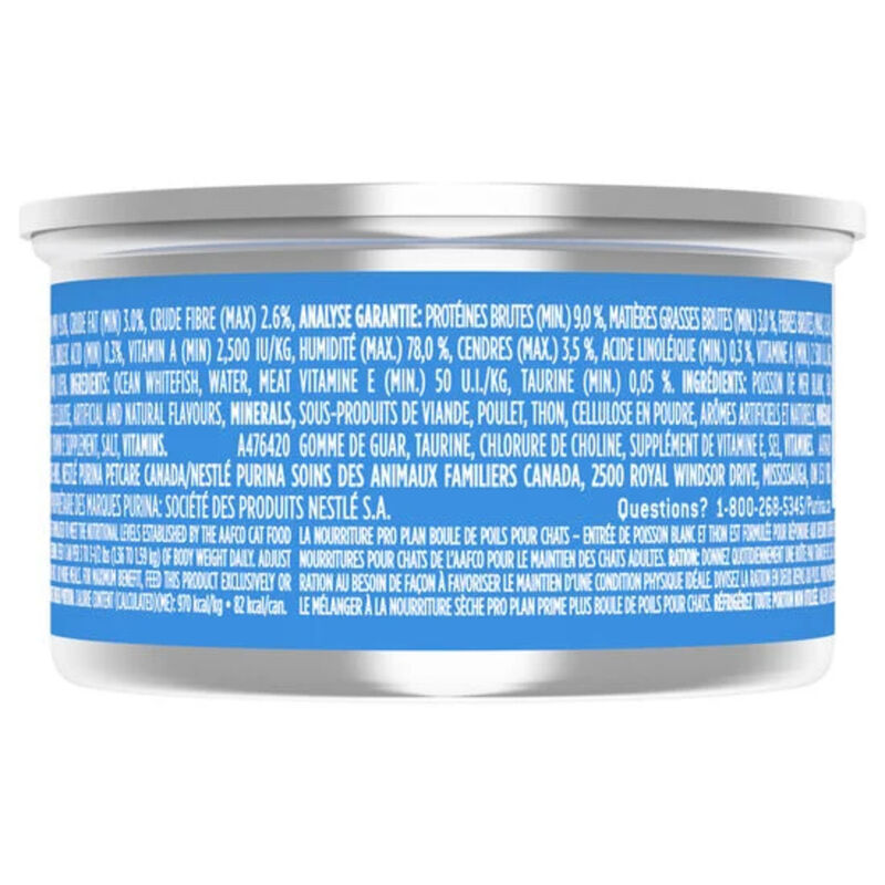 Pro Plan, Hairball Control - Ocean Whitefish & Tuna - Wet Cat Food  image number null