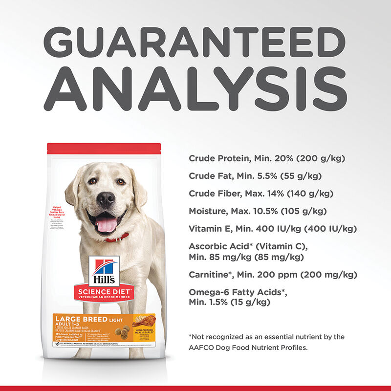 Science Diet, Adult Light Large Breed Chicken Meal & Barley Dry Dog Food for healthy weight - Dry Do image number null