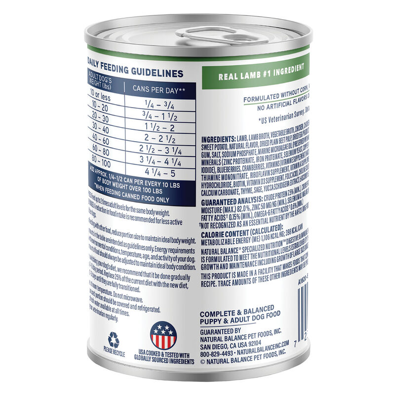 Natural Balance, Specialized Nutrition - Digestive & Immune Health Lamb & Brown Rice Formula - Wet D image number null