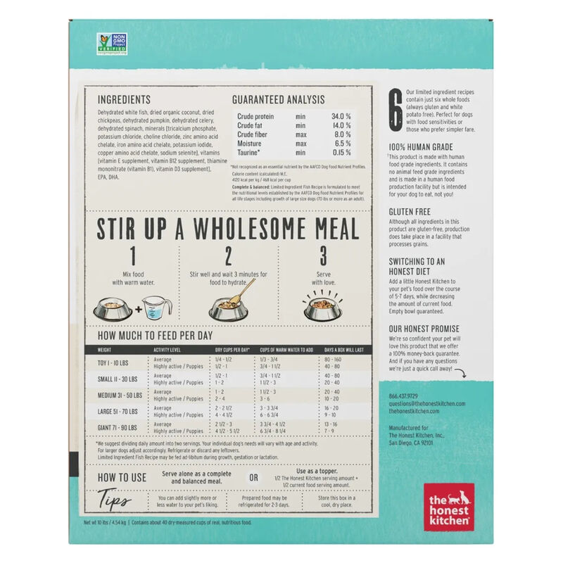 The Honest Kitchen, Limited Ingredient, Fish & Coconut Recipe - Freeze Dried Dog Food image number null