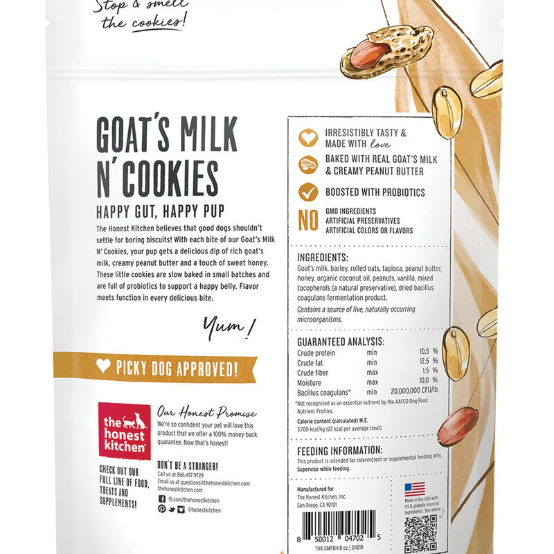 The Honest Kitchen, Goat's Milk & Cookies, Peanut Butter - Dog Biscuit image number null