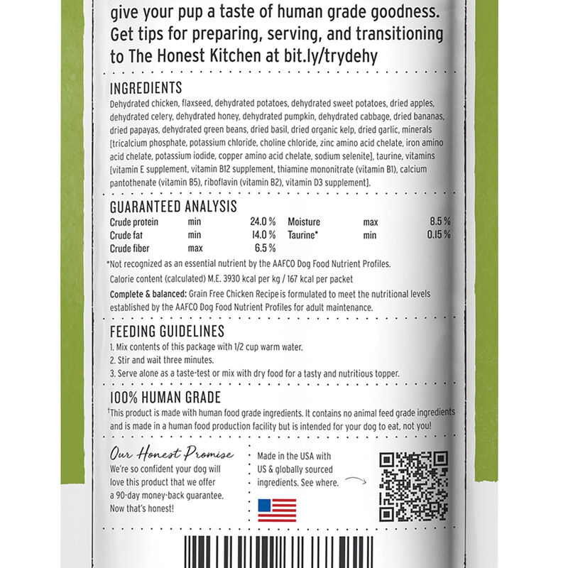 The Honest Kitchen, Adult -Grain Free Chicken - Single Serve - 42.5 g - Freeze Dried Dog Food image number null