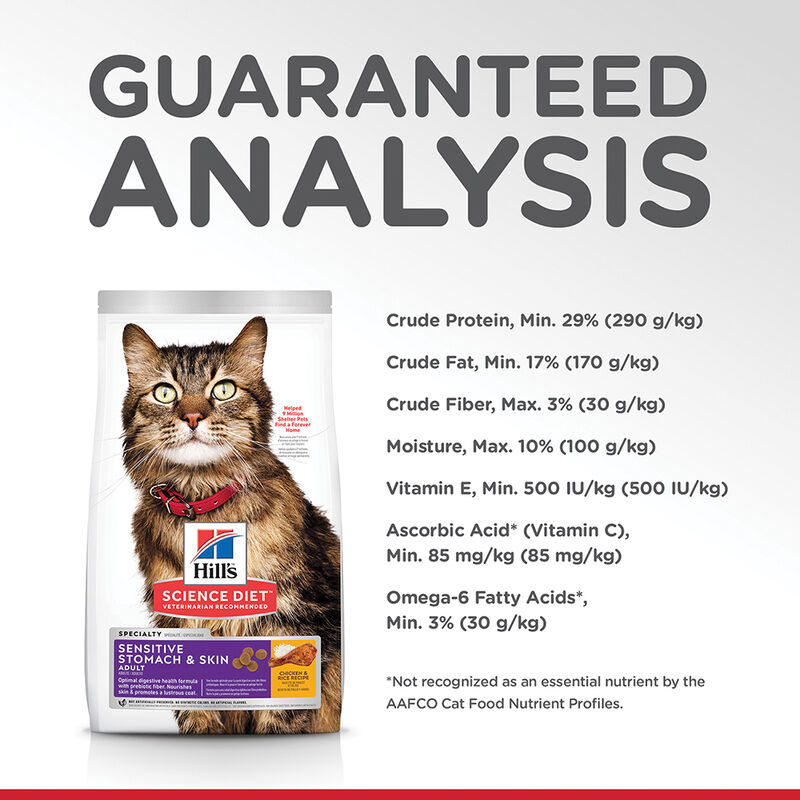 Science Diet, Adult Sensitive Stomach & Skin Chicken & Rice Recipe Dry Cat Food - Dry Cat Food image number null