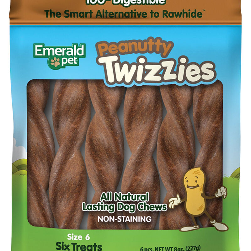 Emerald Pet, Twizzies, LID GF Chew - Peanutty - 6" - 6 pk image number null