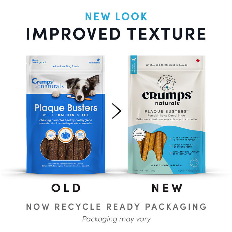 Crumps' Naturals, Pumpkin Spice Plaque Buster - 10pk - Dog Treat image number null