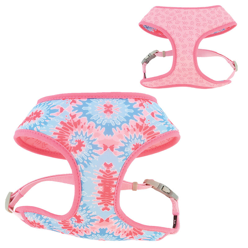 Reversible Dog Harness, Pink Tie Dye with Pink Arrows, SML - 3/4" x 19" - 23" image number null