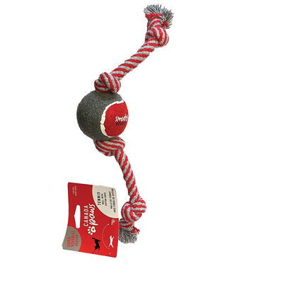 Canada Paws, Tennis Ball Middle Rope - 2.5" - Tug Dog Toy