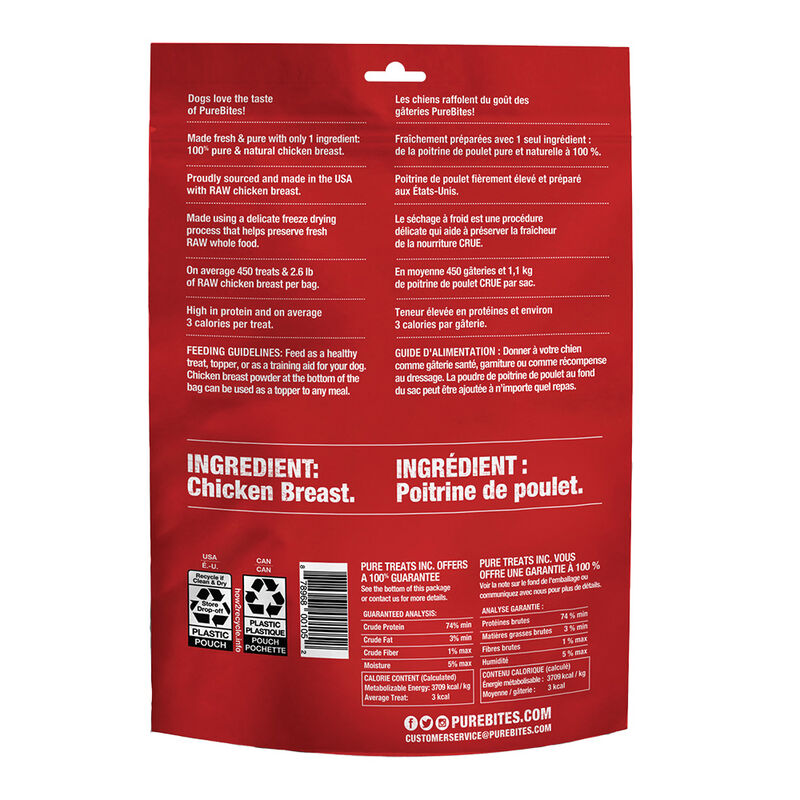 PureBites, Super Value Size Dog Treats, Chicken - 330 g - Freeze Dried Dog Treat image number null