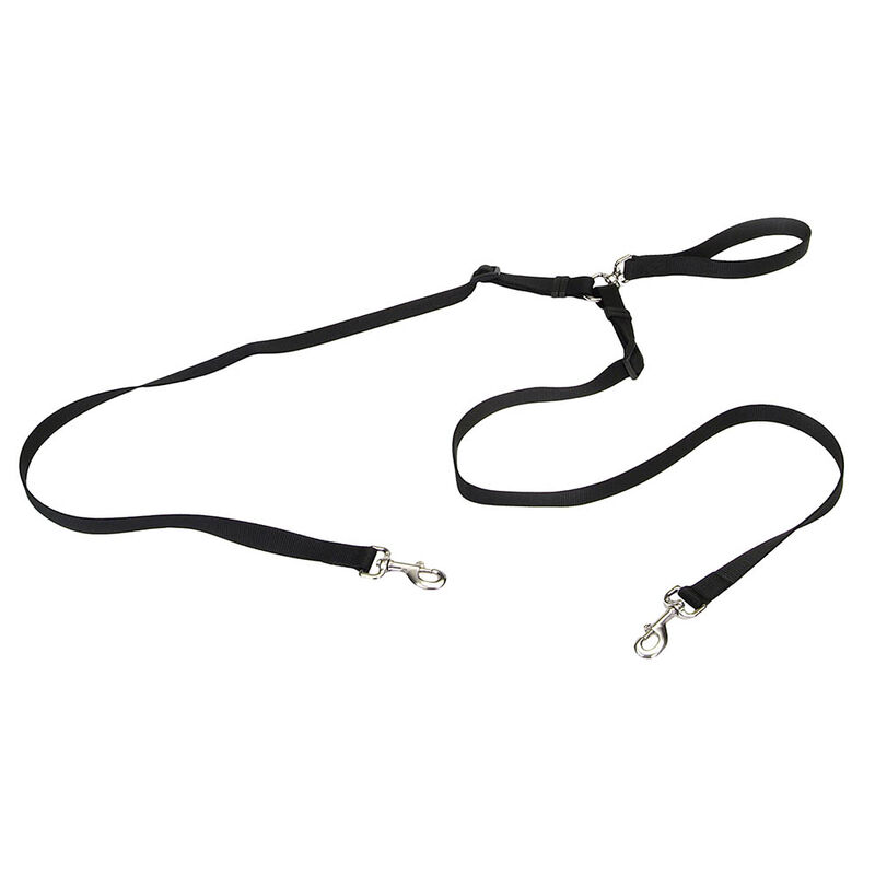 2 Dog Walker Tangle-Free Adjustable Leash, Black, 5/8" x 4' image number null
