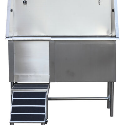 Q, Stainless Steel Bathing Tub w/Left Facing Double Stage Ramp