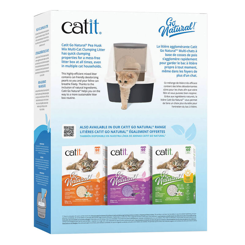 Catit Go Natural! Pea Husk Mix Multi-Cat Clumping Cat Litter Vanilla-Scented - 6.4 kg image number null