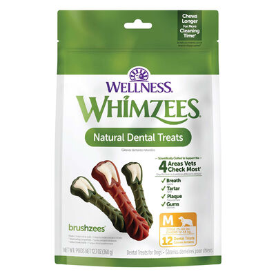Whimzees, Dental Treat, Toothbrush Star Value Pouch -M-12 Pc