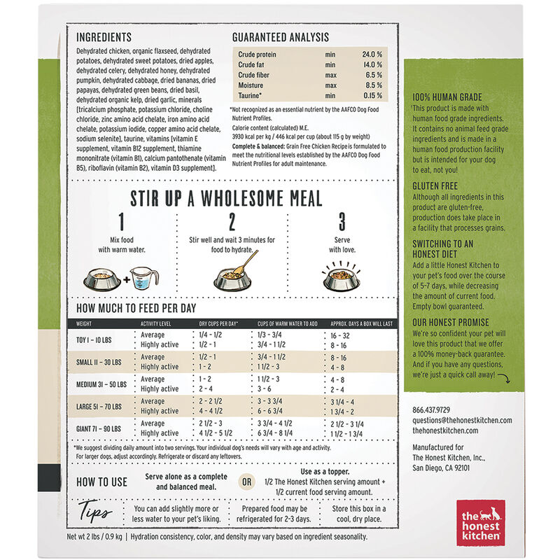 The Honest Kitchen, Grain Free Chicken Recipe - Freeze Dried Dog Food image number null