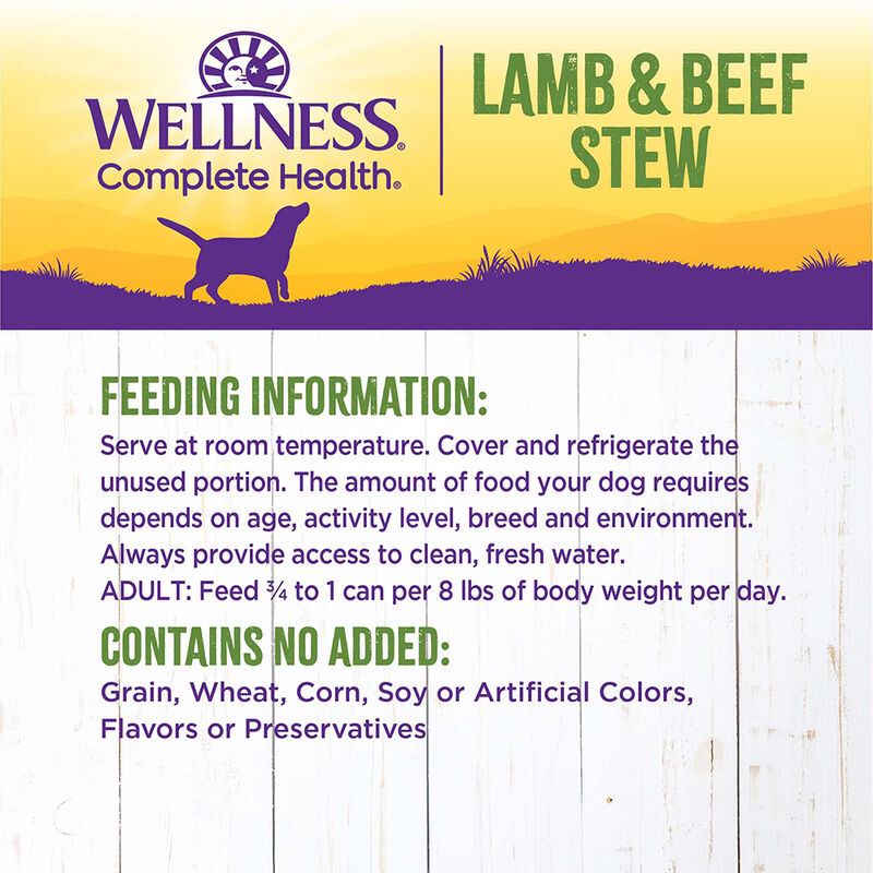 Wellness, Canned Dog Food, Chunks & Gravy, Lamb & Beef Stew with Brown Rice & Apples - 12.5 oz - Wet image number null