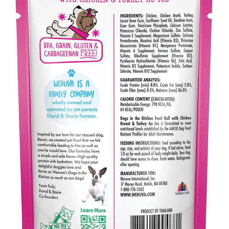Weruva, Pouch, Adult - Fowl Ball - 80 g - Minced - Wet Dog Food image number null