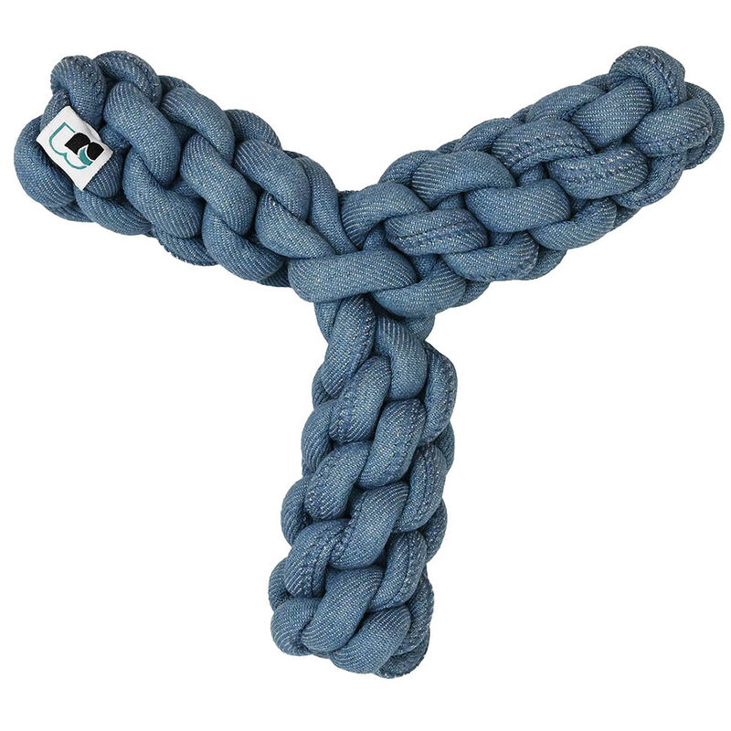 Bozzy, Tripod Rope Dog Toy - Denim Blue image number null