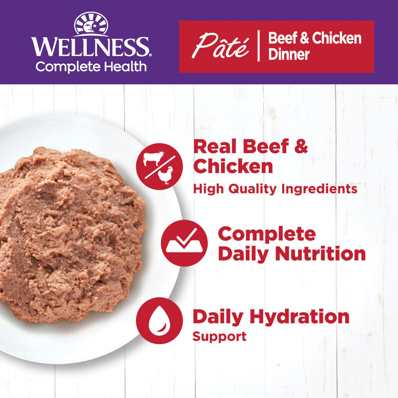 Wellness, Canned Cat Food, Complete Health, Beef & Chicken - Wet Cat Food image number null