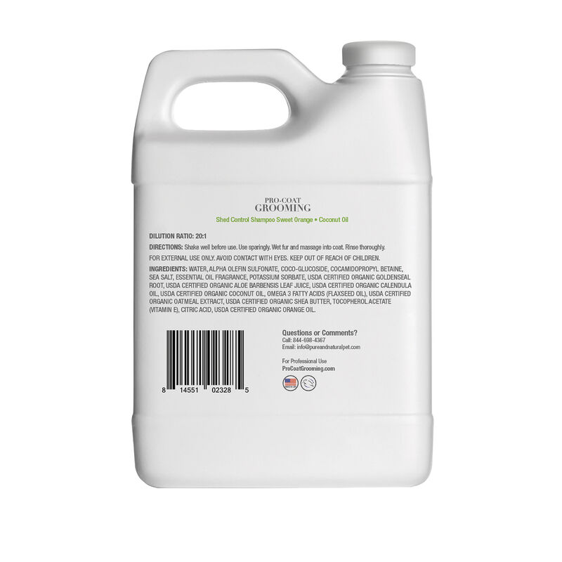 Pro Coat Grooming, Shed Control Shampoo - Sweet Orange & Coconut Oil - 1 Gallon image number null