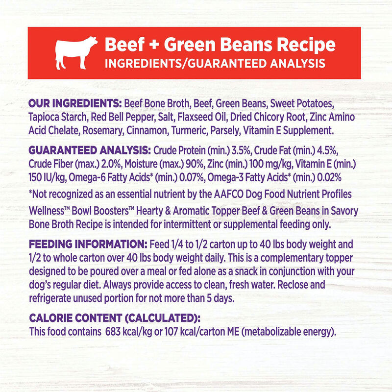 Wellness, Bowl Boosters - Hearty Toppers - Beef & Green Beans in Bone Broth - 156 g - Wet Dog Food image number null