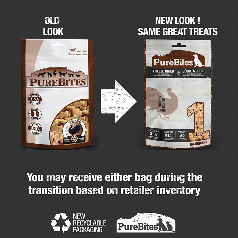 PureBites, Mid Size Dog Treats, Turkey - 70 g - Freeze Dried Dog Treat image number null