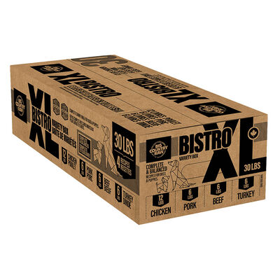 Big Country Raw, XL Bistro - Chicken (12), Beef (6), Pork (6), Turkey (6) - 30 lb - Frozen Dog Food