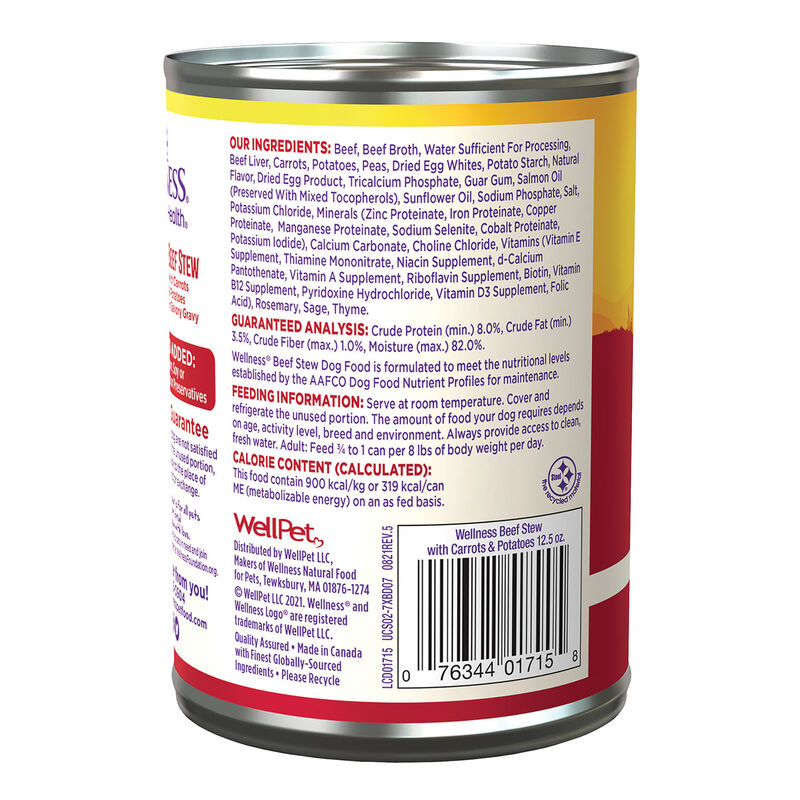 Wellness, Canned Dog Food, Chunks & Gravy, Beef Stew with Carrots & Potatoes - 12.5 oz - Wet Dog Foo image number null