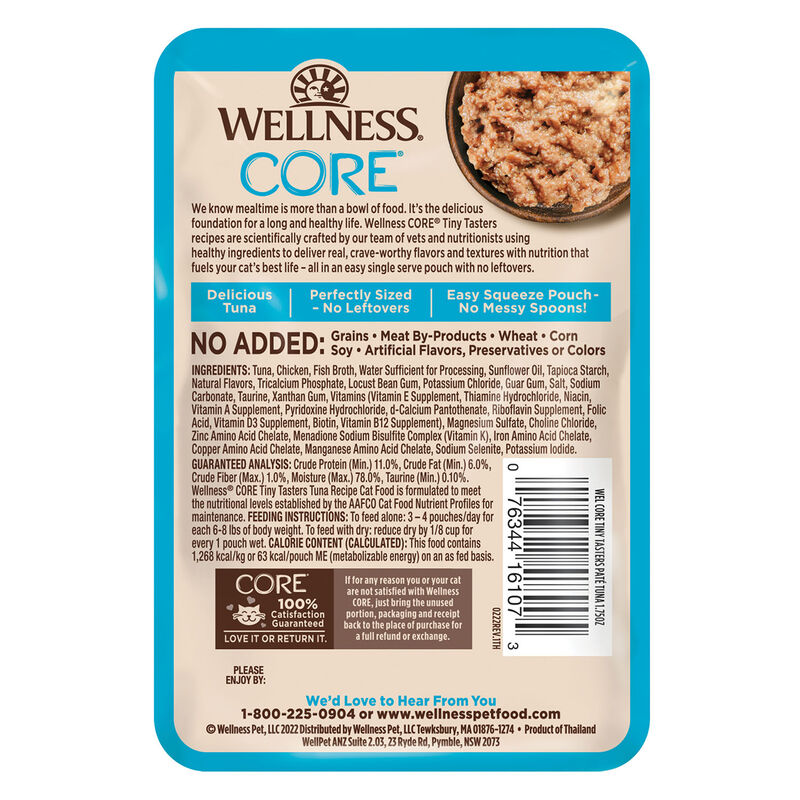 Wellness, Pouch, Feline Adult - Core Tiny Tasters - Tuna - 50 g - Wet Cat Food image number null
