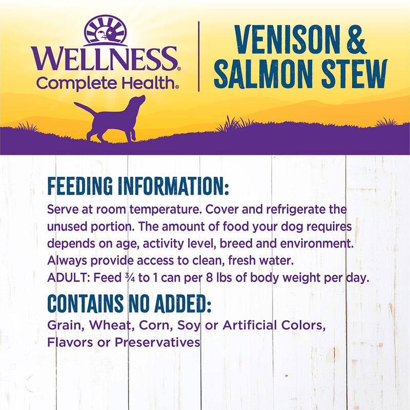 Wellness, Canned Dog Food, Chunks & Gravy, Venison & Salmon Stew with Carrots & Potatoes - 12.5 oz - image number null