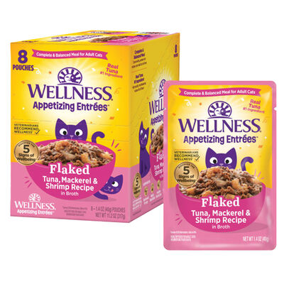 Wellness, Appetizing Entrée - Flaked Tuna, Mackerel & Shrimp in Broth - Wet Cat Food