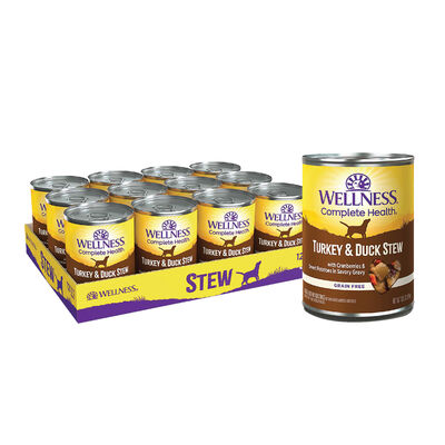 Wellness, Canned Dog Food, Chunks & Gravy, Turkey & Duck Stew with Sweet Potatoes & Cranberries - 12