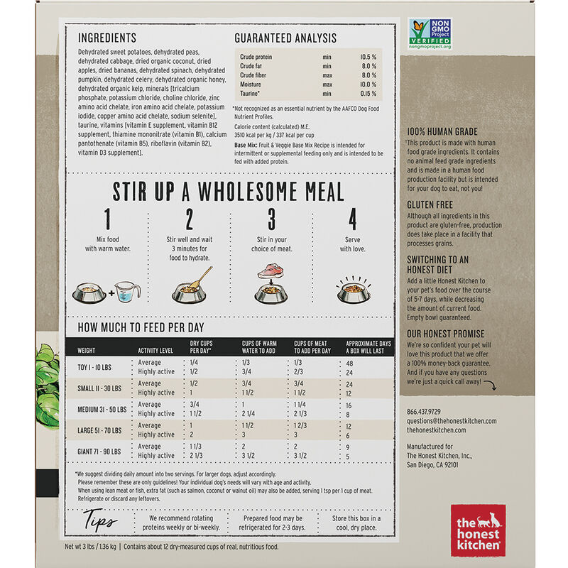 The Honest Kitchen, Grain Free Fruit & Veggie - Freeze Dried Dog Food image number null
