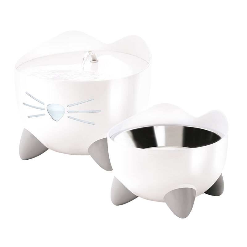 Catit, PIXI Bowl, White with Stainless Steel Dish image number null