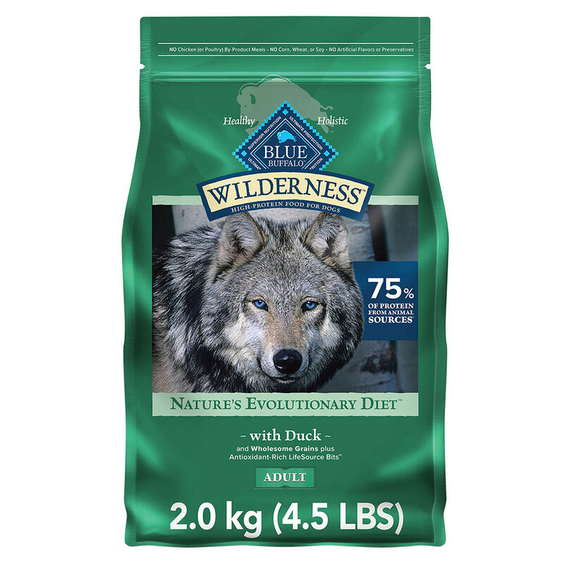 Blue Buffalo, Wilderness with More Meat & Wholesome Grains Adult Dog - Duck - Dry Dog Food image number null