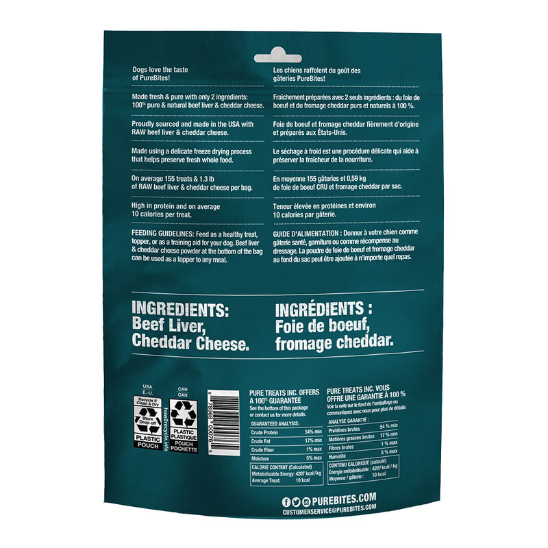 PureBites, Value Size Treats - Beef & Cheese - Freeze Dried Dog Treat image number null