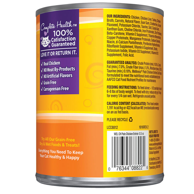 Wellness, Canned Cat Food, Complete Health, Chicken - Wet Cat Food image number null