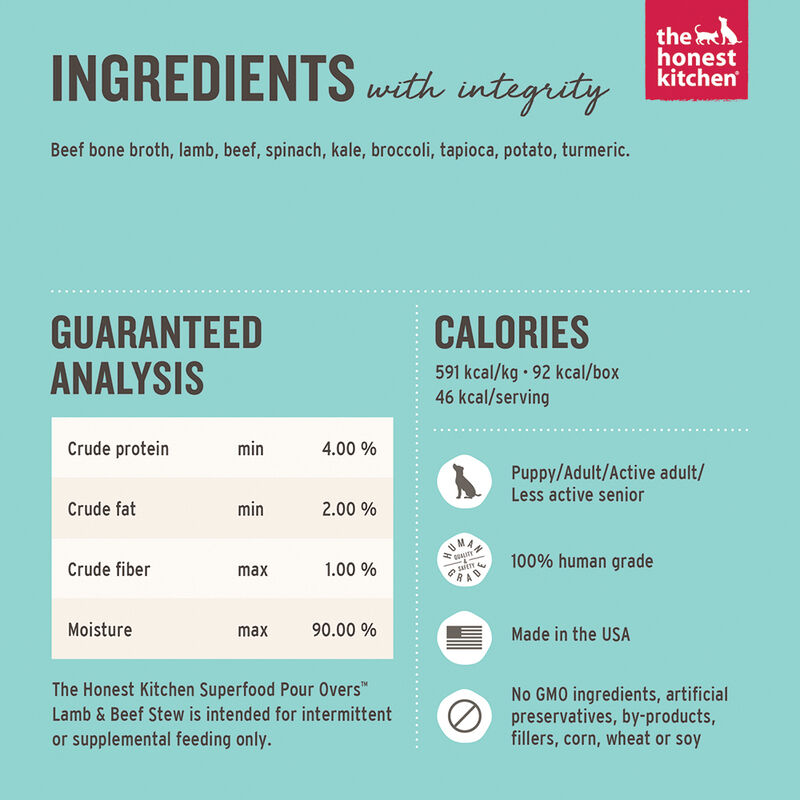 The Honest Kitchen, Superfood Pour Overs, Lamb & Beef Stew - Wet Dog Food image number null