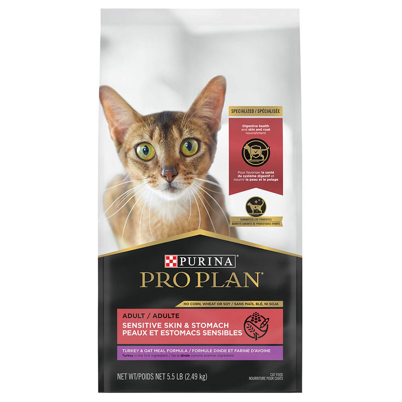 Pro Plan, Feline Adult - Sensitive Skin & Stomach - Turkey & Oatmeal - 2.49 kg - Dry Cat Food image number null