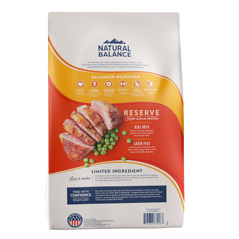 Natural Balance, Limited Ingredient Dry Cat Formula, Green Pea & Duck - Dry Cat Food image number null