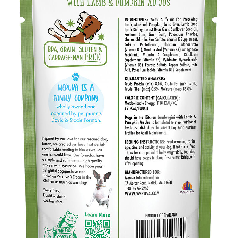 Weruva, Pouch, Adult - Lamburgini - 80 g - Minced - Wet Dog Food image number null
