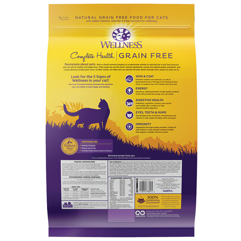 Wellness, Feline Adult - Grain Free -Complete Health - Indoor - Salmon & Herring Meal Recipe - Dry C image number null