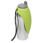 Messy Mutts, Stainless Travel Water Bottle with Flip Up Bowl 700ml - Green image number null