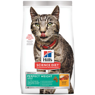 Science Diet, Adult Perfect Weight Chicken Recipe Dry Cat Food for healthy weight and weight managem