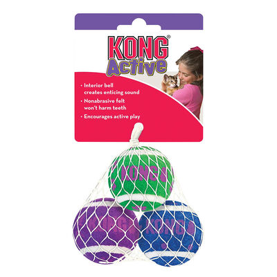 KONG, Cat Active Tennis Balls w/ Bells - Chase Cat Toy
